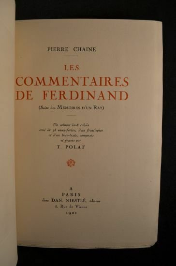 Les commentaires de Ferdinand (suite des Mémoires d'un rat)