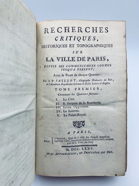 Recherches critiques, historiques et topographiques sur la ville de Paris, …