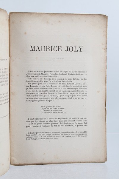 Maurice Joly son passé, son programme par lui-même