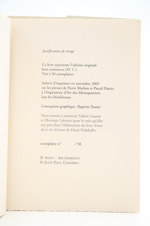 A Propos de Scènes de la Vie d'Acteur de Denis …
