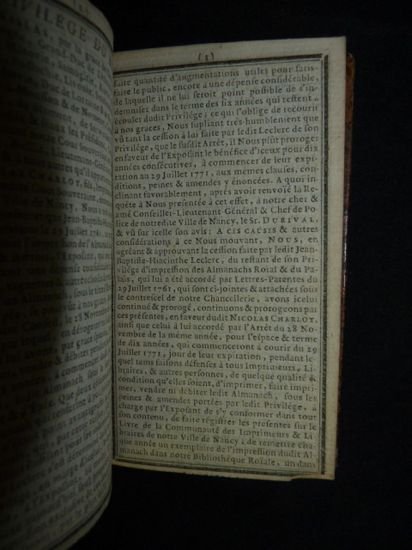 Almanach de Lorraine et Barrois, année 1773