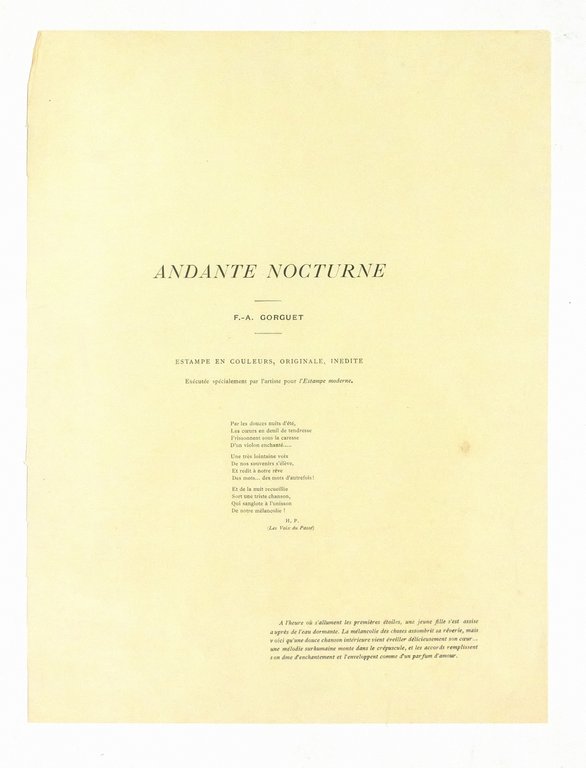 "Andante Nocturne" - Lithographie originale sur Japon - L'Estampe Moderne