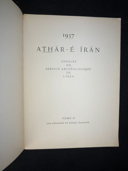 Athar-E-Iran. Annales du service archéologique de l'Iran. Année 1937 complète