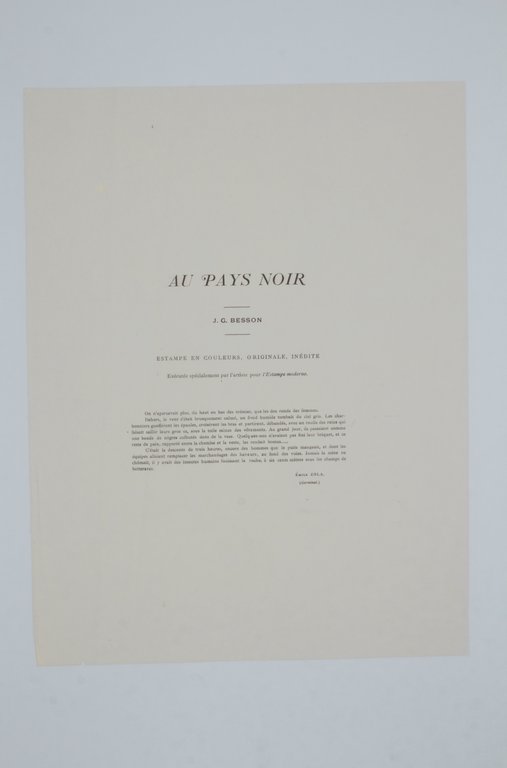 Au pays noir - Lithographie originale sur Japon - L'Estampe …