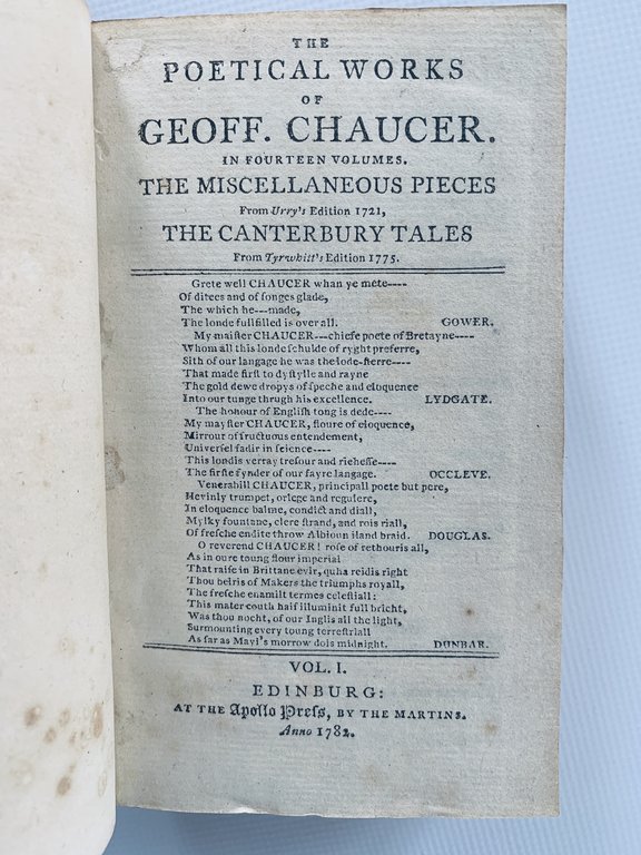 Bell's Edition. The Poets of Great Britain Complete from Chaucer …