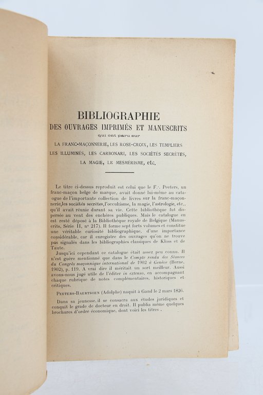 Bibliographie occultiste et maçonnique, vol. 1