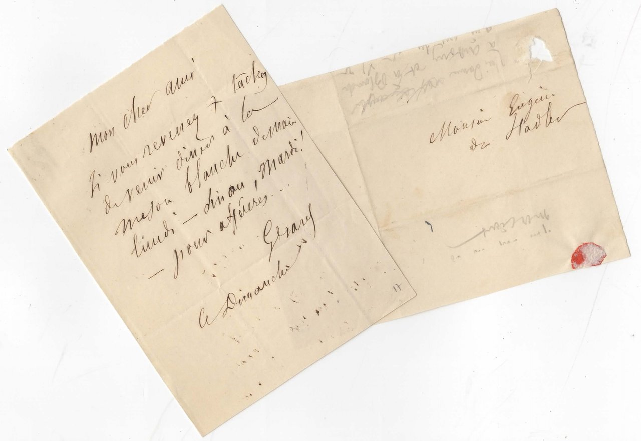 Billet autographe signé de Gérard de Nerval adressé à Eugène …