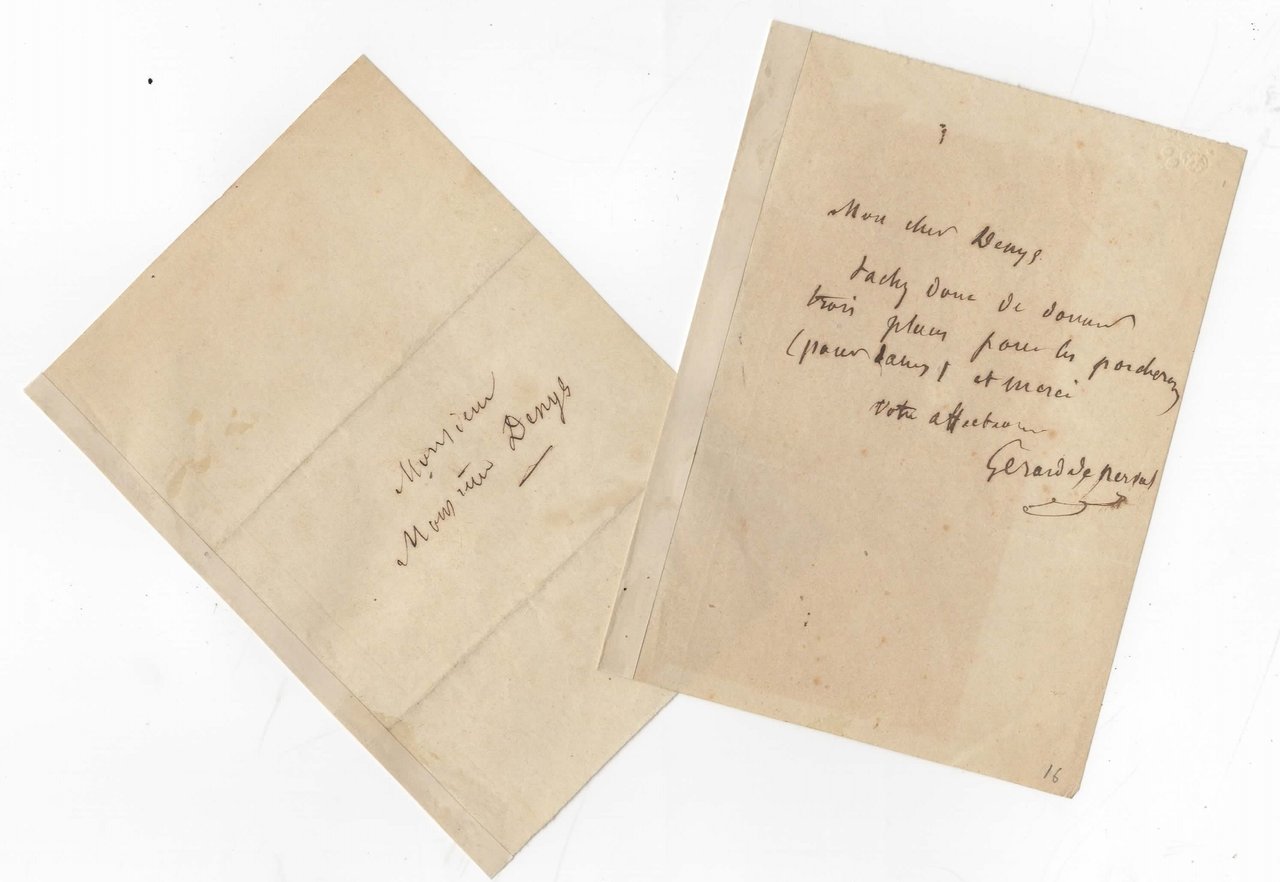Billet autographe signé de Gérard de Nerval adressé à probablement …