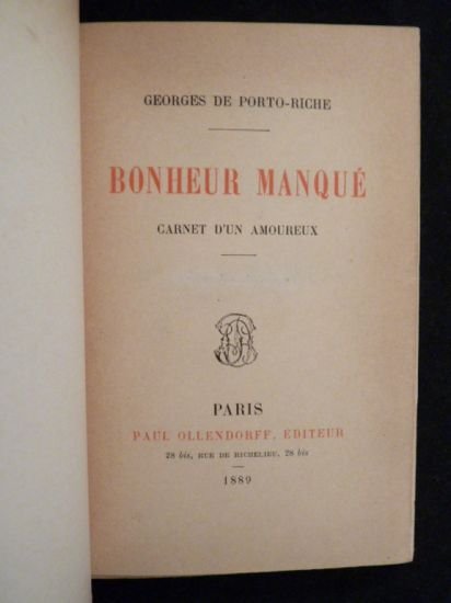 Bonheur manqué, carnet d'un amoureux