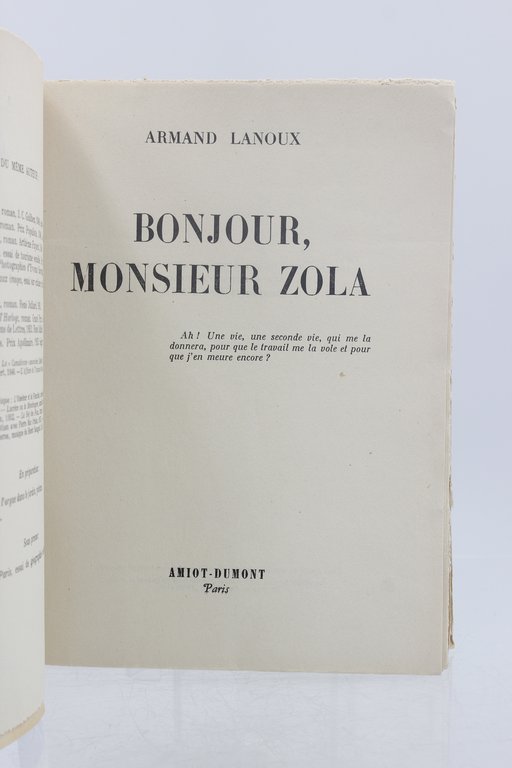 Bonjour monsieur Zola