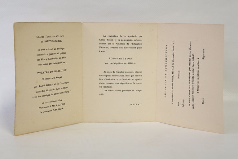 Bulletin de souscription pour la réalisation du spectacle Le siège …