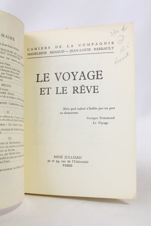 Cahiers Renaud-Barrault N°34. Le voyage et le rêve