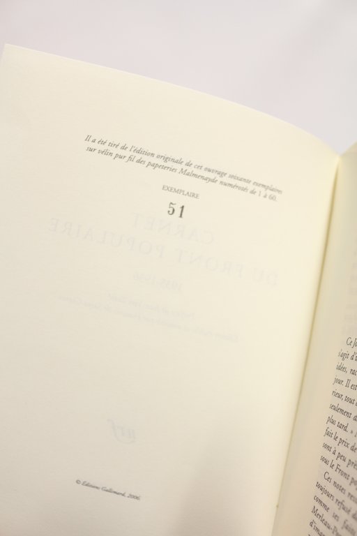 Carnet du Front Populaire 1935-1936