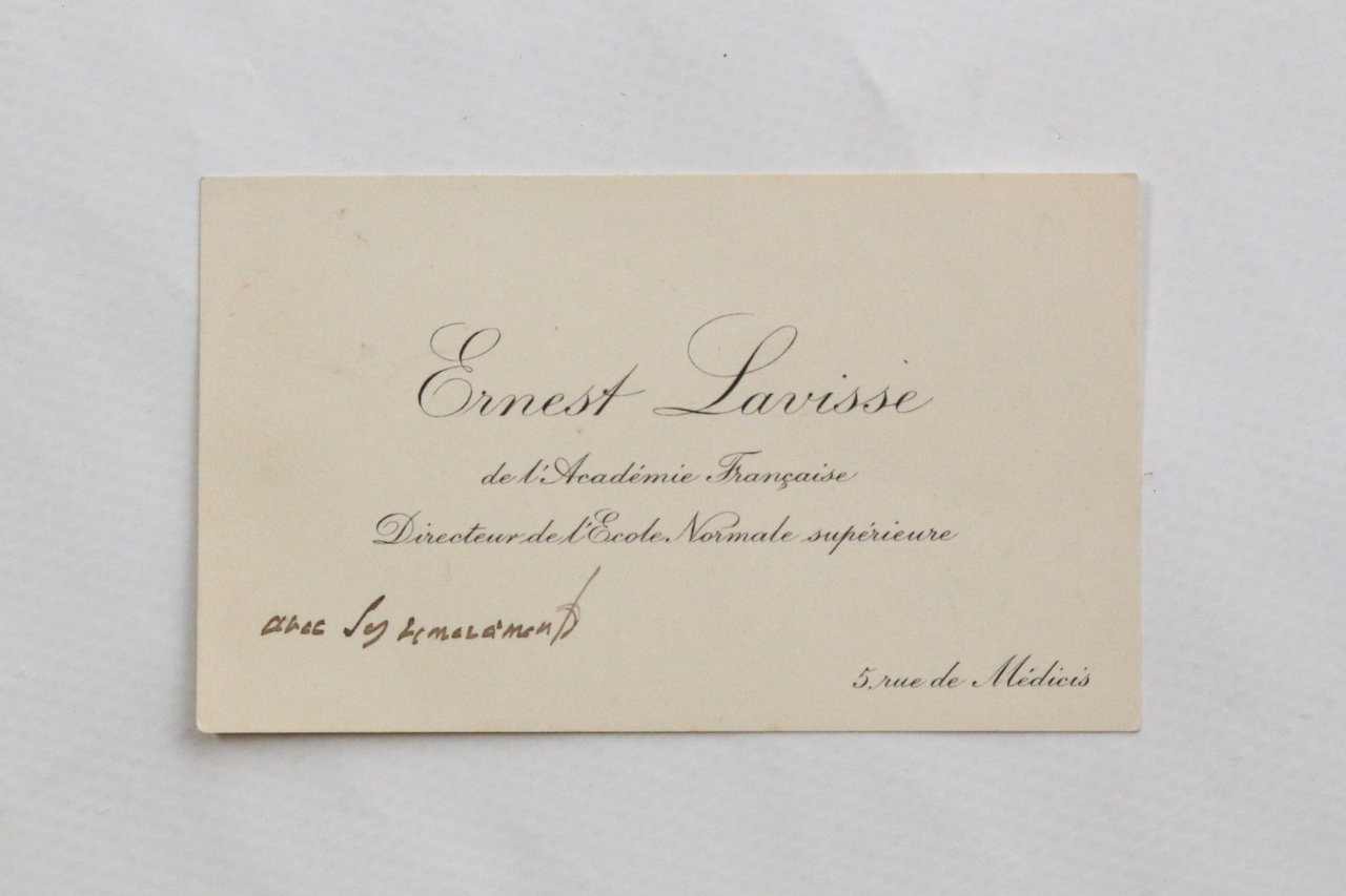 Carte de visite autographe d'Ernest Lavisse