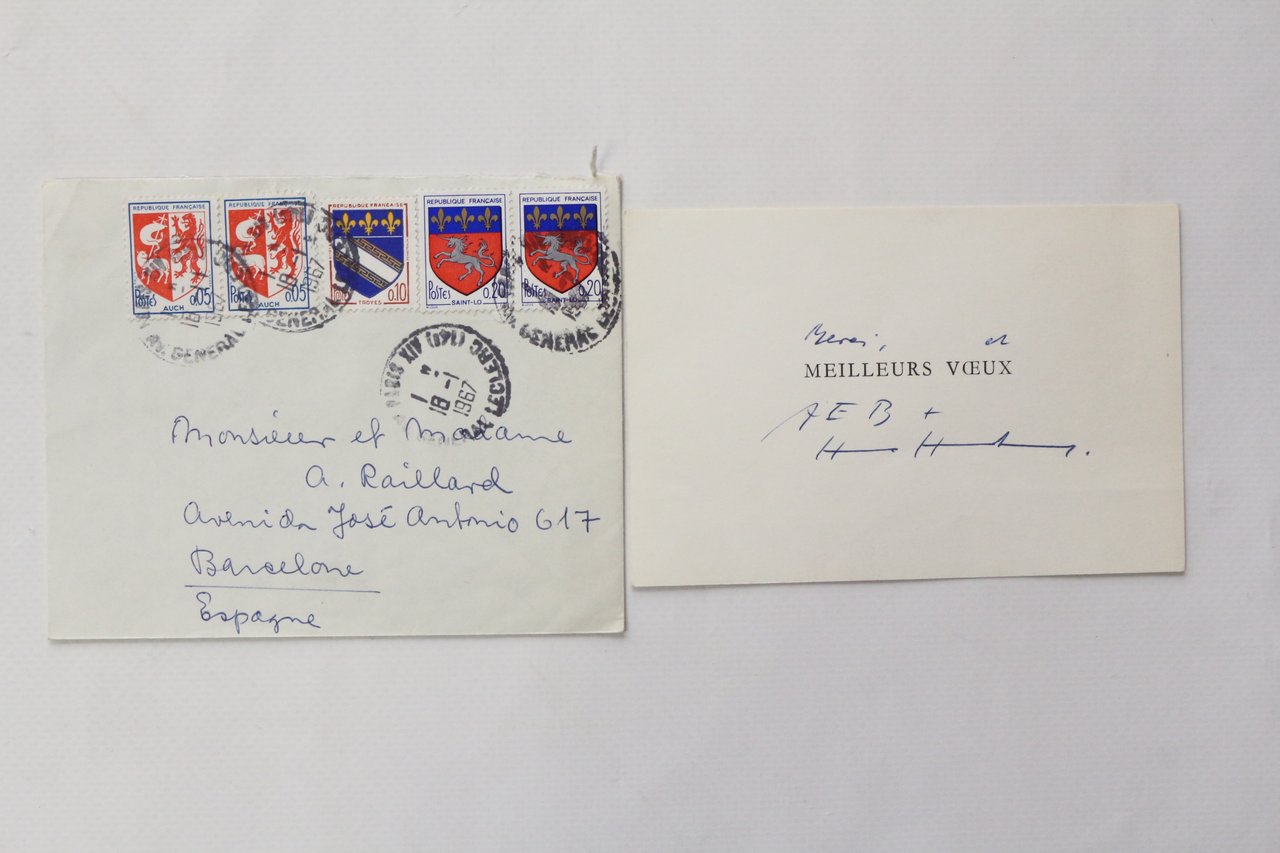 Carte de voeux adressée à Georges et Alice Raillard pour …