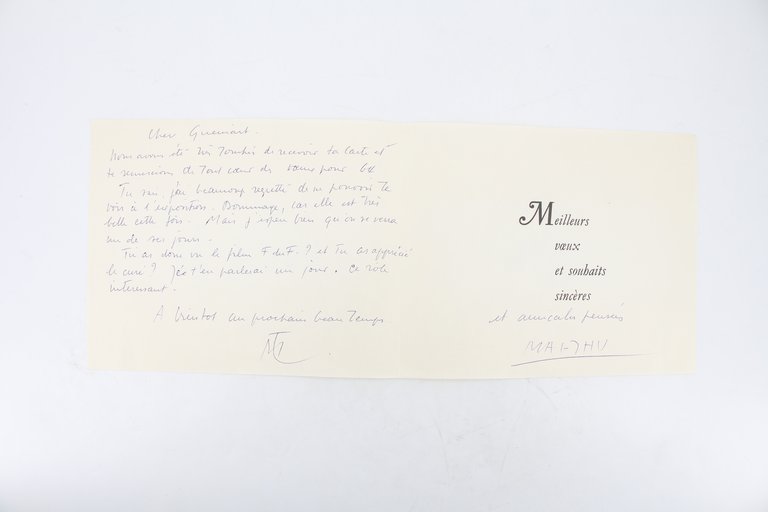 Carte de voeux manuscrite pour l'année 1964 adressée à son …
