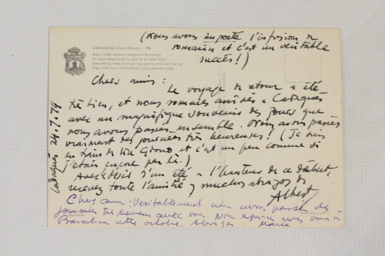 Carte postale adressée depuis Cadaquès à ses amis Georges et …