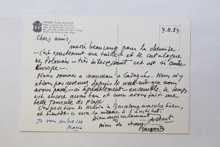 Carte postale adressée depuis Cadaquès à ses amis Georges et …