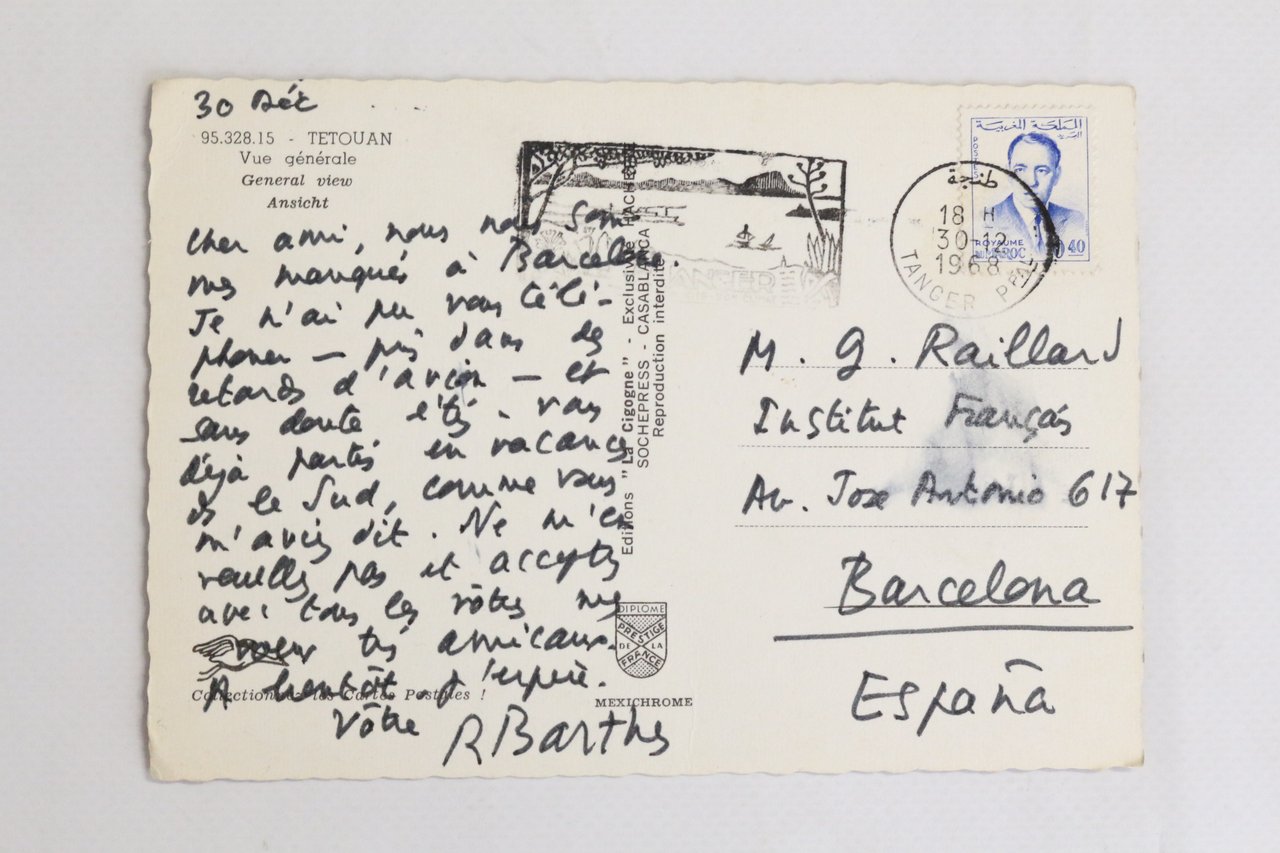 Carte postale autographe signée adressée à Georges Raillard
