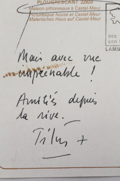 Carte postale autographe signée adressée à Georges Raillard