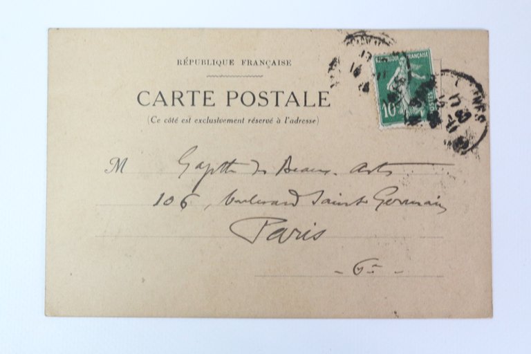 Carte postale autographe signée autorisant la Gazette des beaux-arts à …