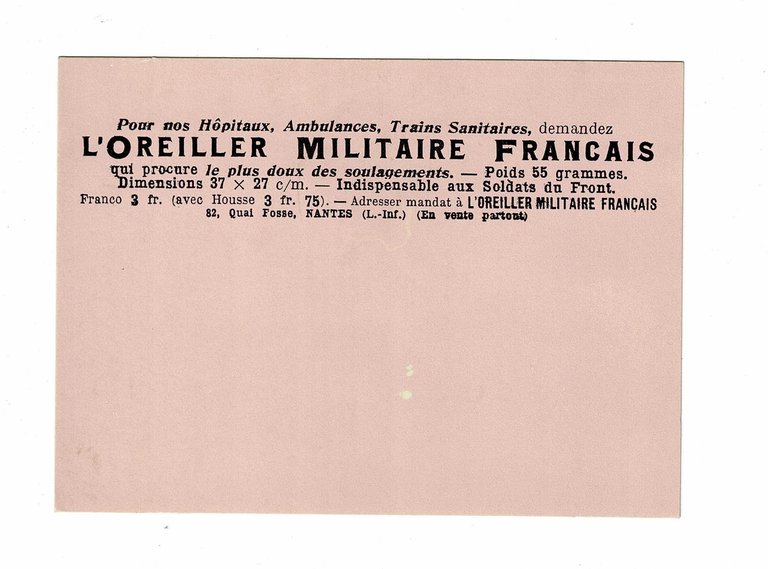 L'oreiller militaire français • Carte postale autographe signée de Lawrence …