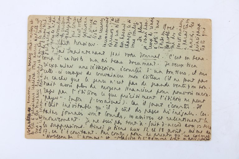 Carte postale manuscrite d'Emmanuel Mounier adressée à Henri Petit