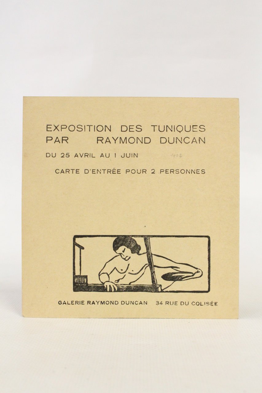 Carton d'invitation à l'exposition des tuniques par Raymond Duncan