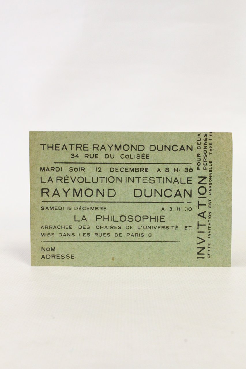 Carton d'invitation aux conférences La révolution intestinale et La philosophie …