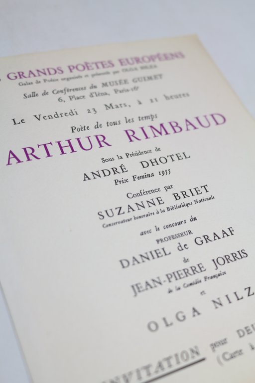 Carton d'invitation pour le gala de poésie organisé par Olga …