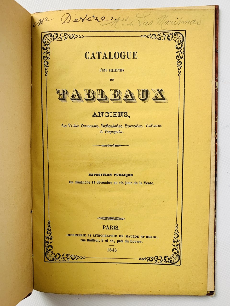 Catalogue d'une collection de tableaux anciens, des écoles flamande, hollandaise, …