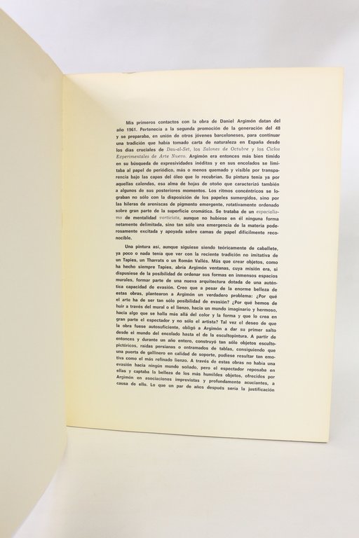 Catalogue de l'exposition consacrée à Daniel Argimon à la Galeria …