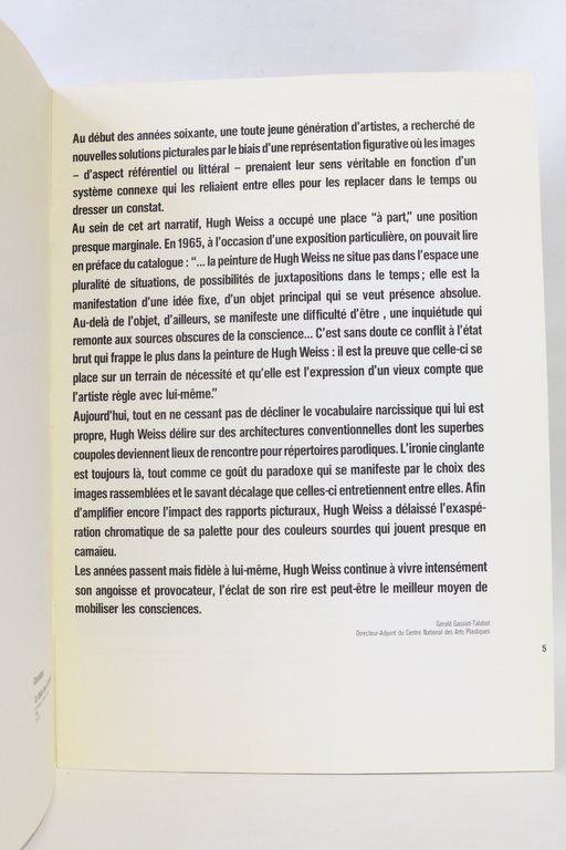 Catalogue de l'exposition des oeuvres d'Hugh Weiss au Centre National …