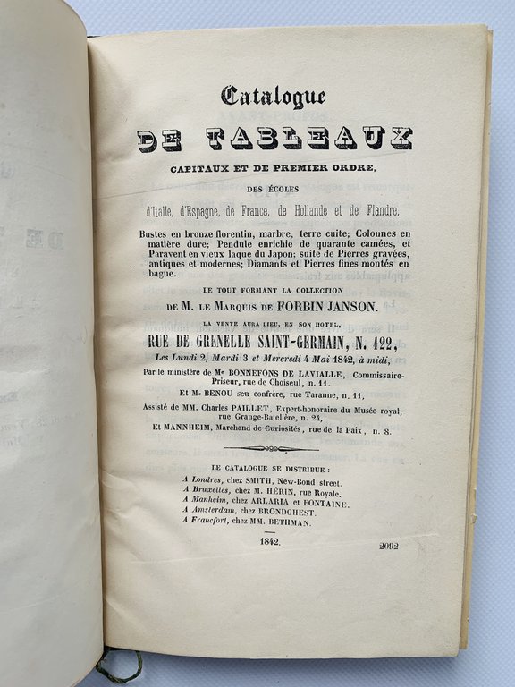 Catalogue de la riche collection de tableaux et objets de …
