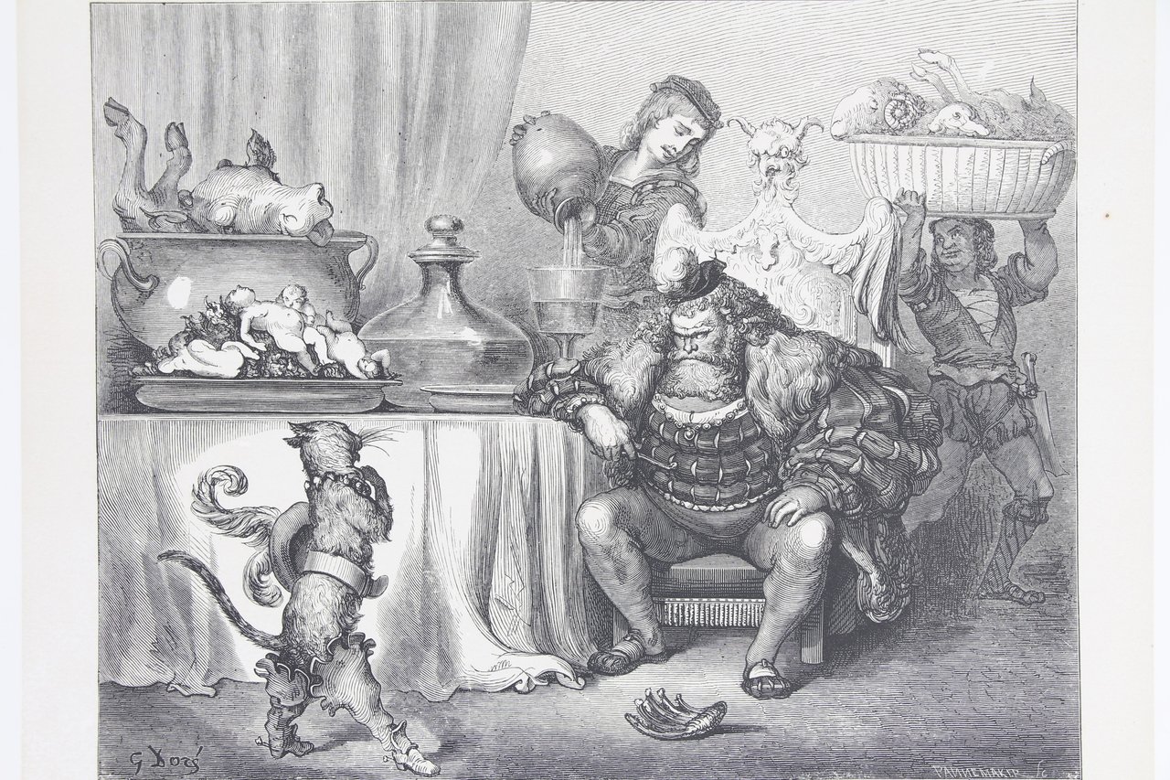 Charles Perrault, Contes, Le Chat botté, L'ogre le reçut aussi …