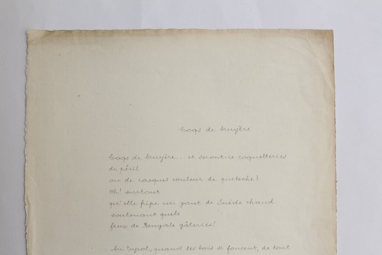 Coqs de Bruyère : poème autographe de jeunesse « et …