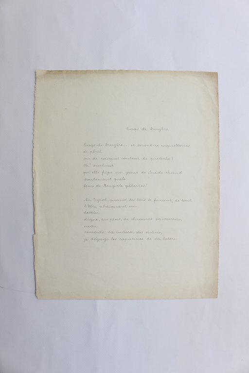 Coqs de Bruyère : poème autographe de jeunesse « et …