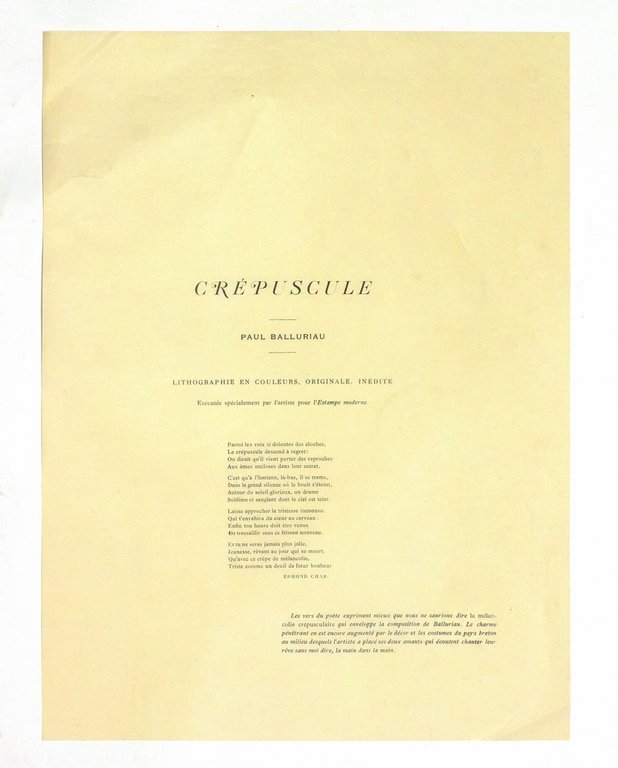 "Crépuscule" - Lithographie originale sur Japon - L'Estampe Moderne