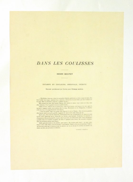 "Dans les coulisses" - Lithographie originale sur Japon - L'Estampe …