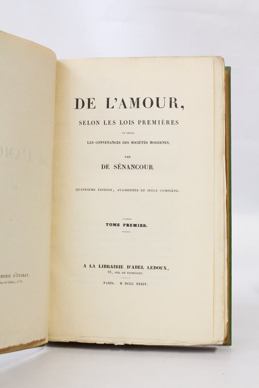 De l'amour, selon les lois premières, et selon les convenances …