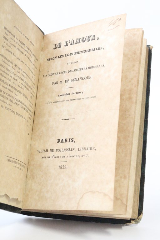 De l'amour selon les lois primordiales et selon les convenances …
