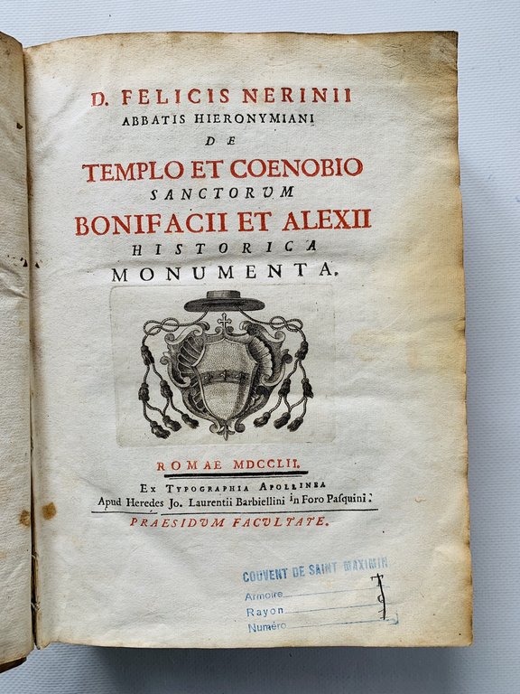 De templo et coenobio sanctorum Bonifacii et Alexii historica moumenta