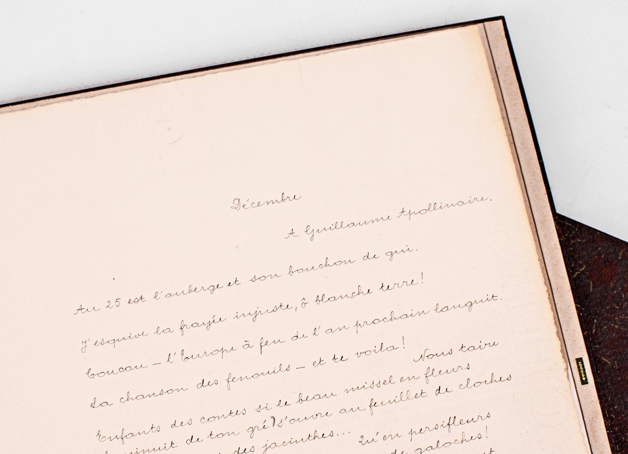 Décembre : poème autographe de jeunesse dédié à Guillaume Apollinaire …