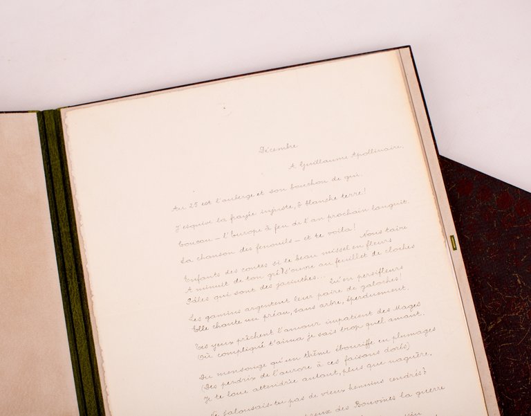 Décembre : poème autographe de jeunesse dédié à Guillaume Apollinaire …