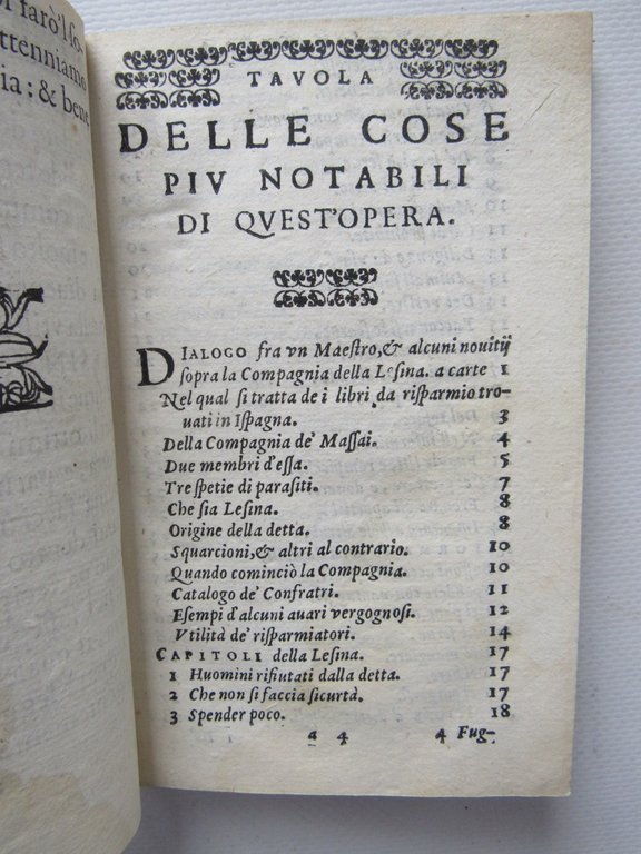 della famosissima compagnia della lesina. Dialogo, capitoli e ragionamenti
