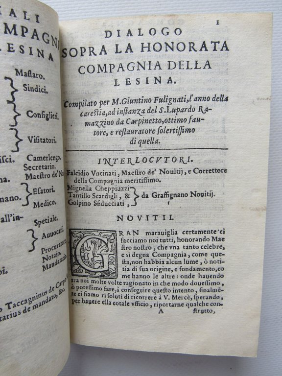 della famosissima compagnia della lesina. Dialogo, capitoli e ragionamenti