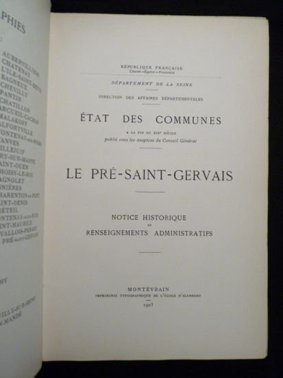 Département de la Seine. - Direction des affaires départementales, état …