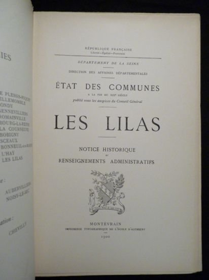 Département de la Seine. - Direction des affaires départementales, état …