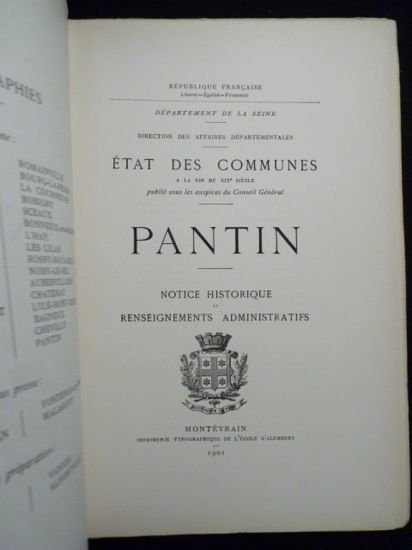 Département de la Seine. - Direction des affaires départementales, état …