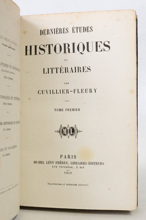 Dernières études historiques et littéraires